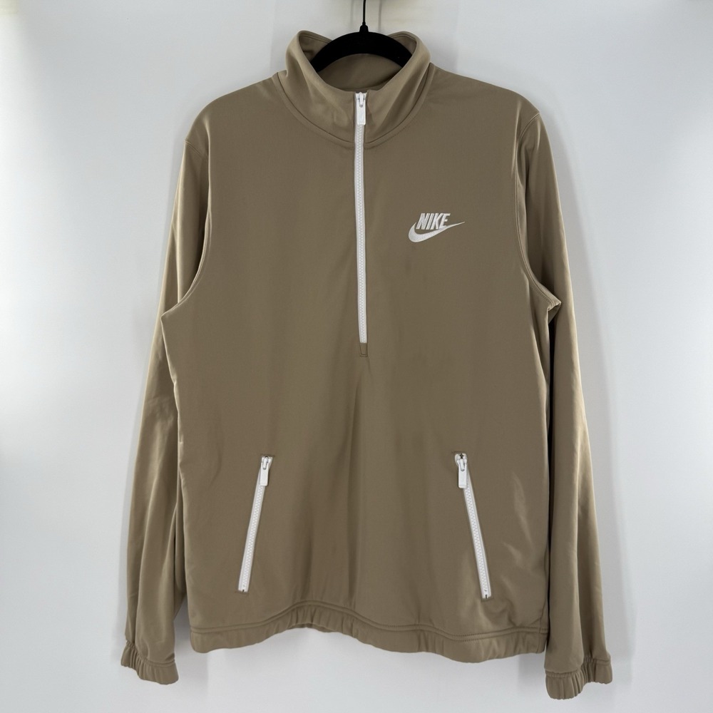 Nike Sportswear Women's Size Medium Quarter Zip Pullover Jacket Athletic Beige